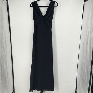 Vintage Vera Wang Black V Neck Maxi Dress Gown Size 14
